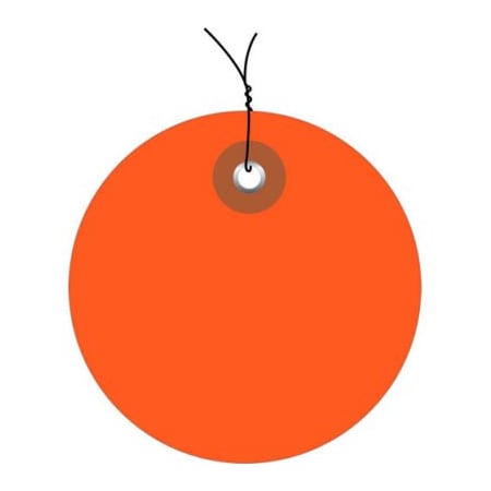 Box Packaging Plastic Circle Tag Pre Wired3 Dia. Orange 100/Pack G26074W